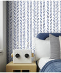 Boho Peel And Stick Wallpaper Stripe Removable Navy And White Chevron Vinyl Contact Paper Mural for bathroom decor on wall