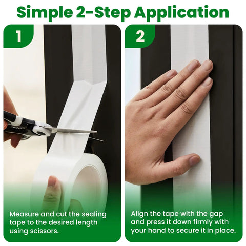 Heavy Duty Window Weather Sealing Tape Kicks Those Nasty Drafts Straight Out Of Your Home Seals Window Air Conditioner Gaps Tight Keeps Rooms Comfy All Season Long Dead Simple Peel And Stick Roll Holds Up Real Nice applied in two steps, cutting and pressing into place.