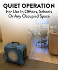 700 CFM HEPA Air Scrubber For Large Rooms With Optional Activated Carbon Filter in an office setting