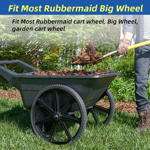Flat Free Tire And Wheel Set 20x2 For Wheelbarrows And Garden Carts Inflation Free Polyurethane Tire demonstrating fit on garden cart