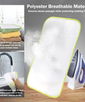 Polyester 10 Pack Mesh Ironing Cloths 24x16 Inches Large Pressing Pads in use with steam iron on board for delicates protection.