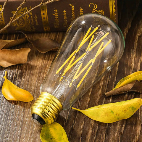 LED Edison Bulb Dimmable 12W 3000K Soft White 1200 Lumens 100W Equivalent E26 Base ST64 Clear Glass Vintage Bulbs Retro Vibe
