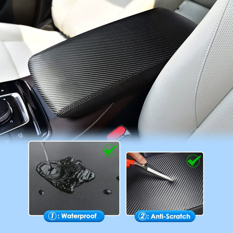 Mazda CX 30 Center Console Cover Leather Armrest Protector Waterproof And Anti Scratch Black Carbon Fiber Finish