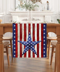 All American Patriotic Table Runner With Red White And Blue Stars For Fourth of July Memorial Day and Veterans Day Durable Polyester