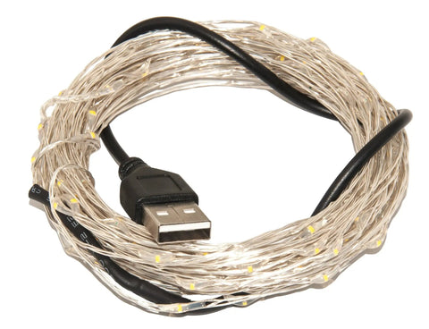 Coiled USB Powered LED Fairy Lights With 50 LEDs On 16 Ft Silver Wire Waterproof Starry String Lights For Bedroom Patio Garden Party Wedding