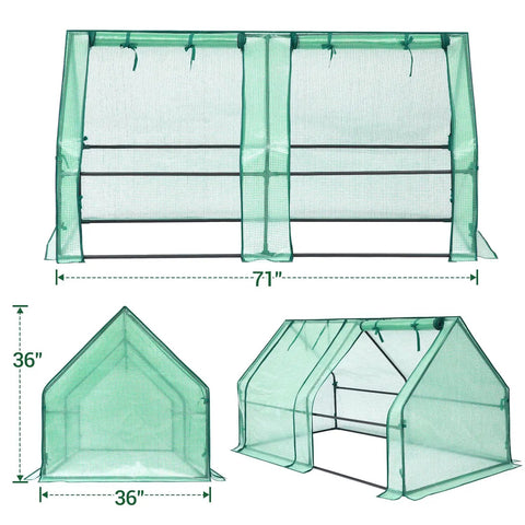 Portable Mini Greenhouse For Outdoors 71 By 36 By 36 Inch With Dual Large Zipper Doors Ground Stakes Waterproof And UV Protected Plastic Green House For Patio Garden Backyard No Tools Needed All Weather Ready