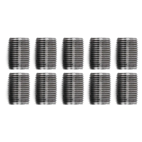 One Half Inch By One Inch Black Pipe Nipple Ten Pack Malleable Cast Iron Close Nipples For Dope Industrial Decor