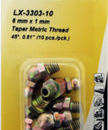 6 Mm X 1 Mm 45 Degree Grease Fittings With Ball Check, Zinc Plated, Beefy Heavy Duty Pack Of 10 on product packaging