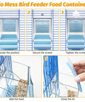 Installation steps for Foolproof Transparent Bird Feeder With Sturdy Perch, Spill Proof Acrylic Cage Food Container For Budgies Cockatiels And Parakeets, Hassle Free No Mess Daily Feed Dispenser Blue.