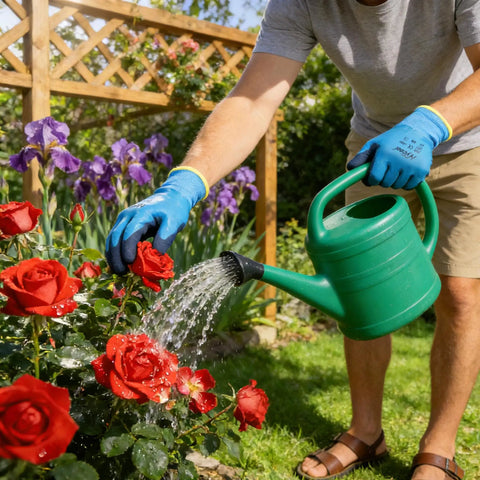 Person gardening with Waterproof Work Gloves With Hycool Grip Fully Dipped Latex For Dry Hands Slip Resistant Dexterity 3 Pairs