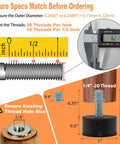 Measurement guide for 1/4-20 Rubber Adjustable Furniture Levelers, Eight Pack Leveling Feet Screws for Threaded Furniture Legs