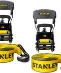 Heavy Duty Ratchet Tie Down Straps 1.5 Inch by 16 Foot, 1100 Lb Safe Working Load and 3300 Lb Break Strength, 2 Pack, Black Yellow