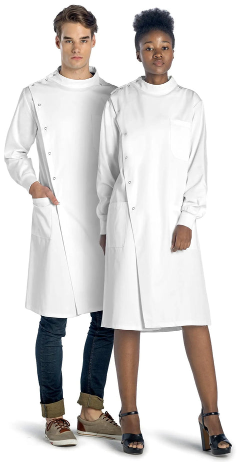 Howie Style Unisex Lab Coat With Cuffed Sleeves And Snap Closure, Classic Fit, 43 Inch Length, Durable Medical Coat For Men And Women, Size 2XL (Men 2XL And Women 3XL)