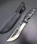Full Tang Fixed Blade Knife With Two Tone Black And White Blade, Custom Laser Engraving, Nylon Sheath Included, Outdoor Utility Cutter
