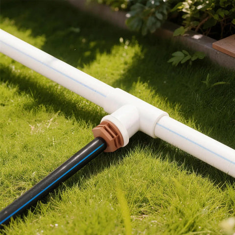 PVC To Drip Irrigation Adapter Three Quarter Inch Male Pipe Thread To One Half Inch Barbed Coupling For Drip Line And Threaded Hose Fittings Pack Of Ten Easy Install in PVC irrigation pipe setup