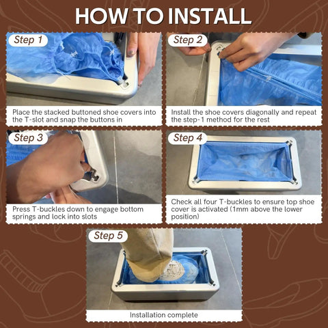Installation steps for Automatic Shoe Cover Dispenser With 100 Disposable Covers, Hands Free Operation, Power Free