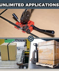 Heavy Duty Polypropylene Pallet Strapping Roll One Thousand Feet Long Half Inch Wide Four Hundred Pound Break Strength self dispenser box, used in securing packages.