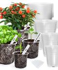 Clear Nursery Pots Set Of 36 In 7, 5, 4, And 3.5 Inch Sizes With Drainage Holes For Seedlings, Flowers, Houseplants