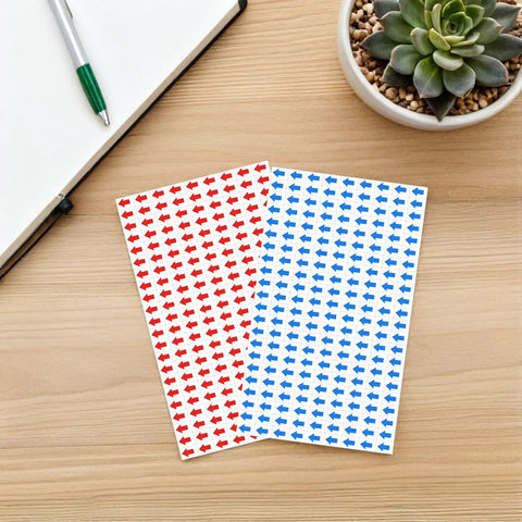 Self Adhesive Arrow Sticker Labels 240 Pack For Office Labeling And Safety Orientation Portable Synthetic Paper Arrow Stickers For Process Flow Assembly Line Markers Rework Indicators And Quick Visual Guidance, red and blue