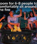 Crossweave Outdoor Wood Burning Fire Pit For Patio Or Yard 36 Inch Round Black Fire Pit with friends enjoying around it