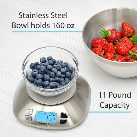 Stainless Steel Digital Kitchen Scale With Bowl For Food And Coffee Lab LCD Display No Fuss Five Easy Unit Modes