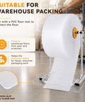 Heavy Duty Manual Bubble Wrap Roll Dispenser For Shipping Supplies Moving Tasks And Small Biz Packing With Safety Cutter And Nonslip Base, with floor mat.