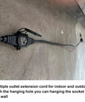 Beefy 50 Foot 14 Gauge Heavy Duty Extension Cord With Eleven Evenly Spaced Sockets shown along a concrete surface