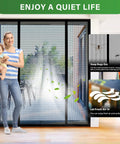 Heavy Duty PET Magnetic Screen Door With Double Door Closure for sliding and patio doors showing tear resistant mesh.