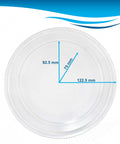 Fresh Upgrade Glass Turntable Tray For Small Microwaves 9.6 Inch Round Plate with measurements in mm on a white background.