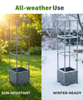 Raised Garden Bed Tomato Planter Box With Trellis Self Watering 4.1 Gallon Pot 31.65 Inch Trellis outdoor in sun and snow