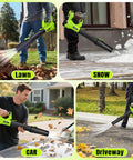 Powerful Cordless Leaf Blower With Brushless Motor, 2x 4.0Ah Batteries And Fast Charger used for leaves, snow, car, driveway