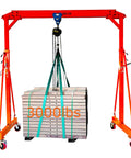 Adjustable Gantry Crane With Trolley And Hoist Heavy Duty 2000 Lbs Capacity Height Range 7.65 To 10.91 Ft 8.5 Ft Wide Shop Garage Crane With Rigging Kit Portable Steel Gantry For Home Workshop And DIY Projects lifting materials