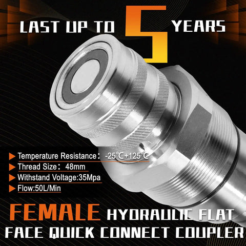 Hydraulic Female Flat Face Quick Connect Coupler 48mm Thread Diameter For Bobcat And John Deere Skid Steer Loaders