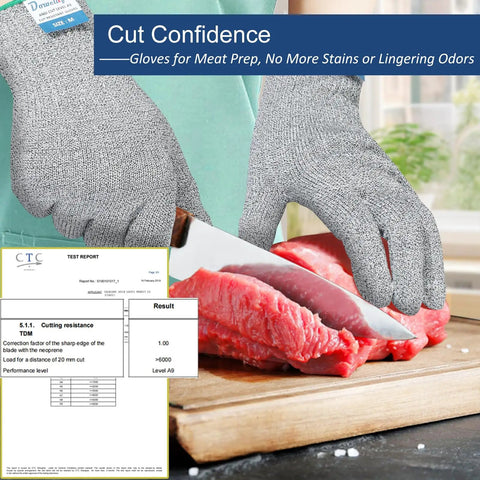 Cut Resistant Gloves A9 Maximum Protection For Kitchen Prep And Food Handling, ANSI A9 Certified, slicing beef
