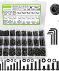 All In One 1160Pcs M3 M4 M5 M6 Nuts And Bolts Kit With Lock Washers Zinc Plated Hex Button Head Screws organized in a box