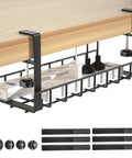 Under Desk Cable Management Tray With Clamp No Drill No Screws No Tools Needed No Damage To Desk Easy Install Wire Organizer Black
