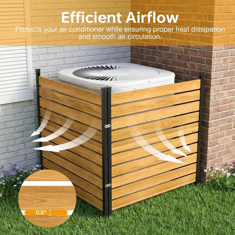 Two Panels Wood Privacy Screen For Garden And Patio 41 By 38 Inches No Dig Outdoor Privacy Wall around air conditioner