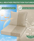 Outdoor Chair Cushions Set Of 4 Cozy Waterproof Backrest And Deep Seat Cushions Cream with water-resistant features