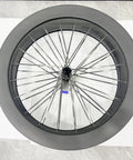 Top view of 700c Carbon Road Bike Wheelset with Deep Section 60 65mm Aero Rims Matte Black Lightweight Spokes for Beast Mode Speed