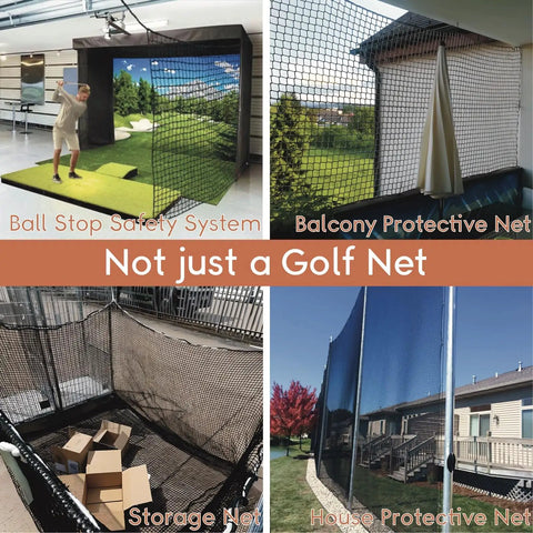 Heavy Duty Nylon Golf Practice Net For Indoor And Outdoor Use, Backyard Driving Net With Wire Hanging Kit in various settings