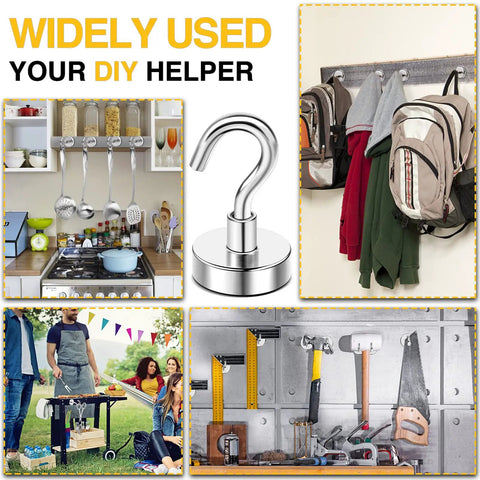 Heavy Duty Magnetic Hooks For Hanging Cubicle Accessories And More, 30 Lb Capacity, N52 Strength Magnets, kitchen and garage use