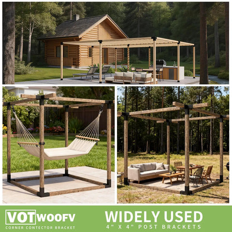 Heavy Duty 5 Way Cross Shaped Pergola Bracket Kit For Outdoor Lumber Posts 3.5 By 3.5 Inches Galvanized Steel Waterproof Finish Fits Gazebos Patios And Log Cabins One Pack