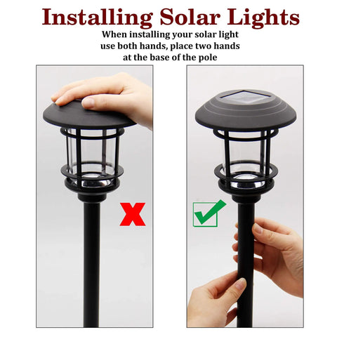 Installing Six Pack Solar Powered Pathway Lights Waterproof Warm White Outdoor Lighting For Lawn Patio Yard Walkway Deck