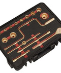 Rigged Out 17 Piece Half Inch Square Drive Socket Set Crafted From DropForged Beryllium Copper For Badass Zero Spark Action And Ultimate Job Site Flex With Ratchet Extensions And Hard Case in black case.