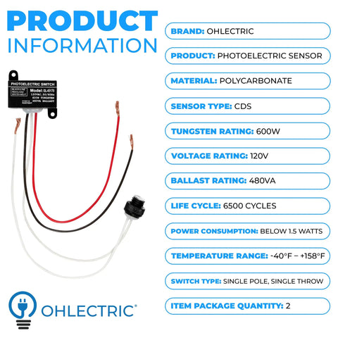 Weatherproof No Brainer Dusk To Dawn Photoelectric Sensor Switch For Outdoor Lighting 120V Flush Mount Info Graphic
