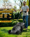 Cordless Lawn Mower Compatible With 20V Max Batteries Tool Only No Gas Easy Start Quiet Yard Work Lightweight And Maneuverable Requires 4.0Ah Or Higher Battery For Safe Peak Performance Fits 20V Max Battery Systems, 13-inch mower in use