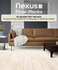DIY Peel And Stick Vinyl Floor Planks White Oak Wood Look 6 Inch Wide 36 Inch Long Self Adhesive in living room setting