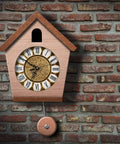 Wooden clock with Roman numerals and pendulum, illustrating DIY Quartz Clock Movement Kit Replacement Mechanism With 0.9 Inch Pendulum Rod