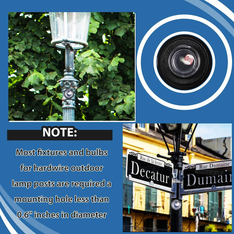 Lamp post with 20 Pack Dusk To Dawn Outdoor Sensor Switch Kit and photoelectric photocell for signage lighting.