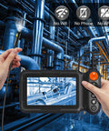Endoscope Camera With Light Dual Lens 1080p HD Borescope inspecting industrial pipes, 5-inch screen view